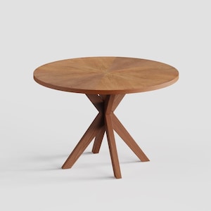 Solid Wood Round Dining Table - Cross Leg Design, 4 to 6 Seat Dining Room Dinner Table