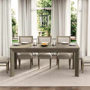 Rustic Grey Solid Wood Dining Table with Angled Legs - Handcrafted Farmhouse Elegance