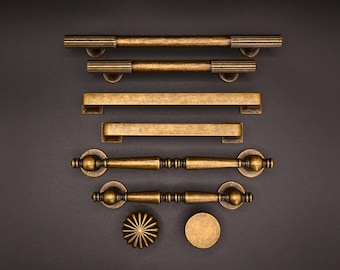 Brass Cabinet Handles Pull, Copper Striped Antique Bronze Handles, Vintage Bronze Drawer Handles, Wardrobe Knob Handle, Furniture Hardware