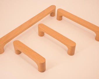 Solid wood drawer pulls, Wood Cabinet Knobs Handle Pull, Beech drawer Knobs Pulls, Minimalism Wood Cabinet Pulls Handles, Wooden Drawer Pull