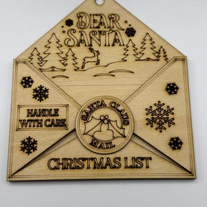 Laser-Schnitt Holz Lieber Weihnachtsmann Wunschliste Briefhalter - Made to Order