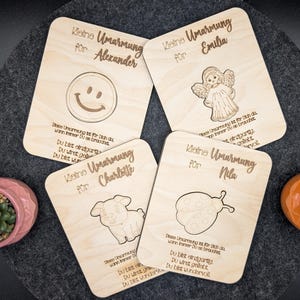 Glücksbringer mit Namen aus Holz | Personalisierte Taschenumarmung | Mutmacher | Kleine Umarmung to go