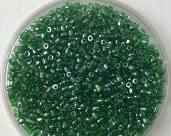 Vintage Cut Glass Beads - Green