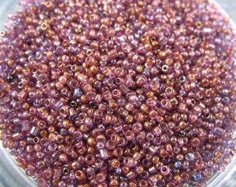 Vintage Italian Micro Seed Beads Lavender with Gold Luster