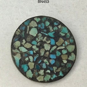 Vintage Turquoise Mosaic Button from India 1 Button image 1