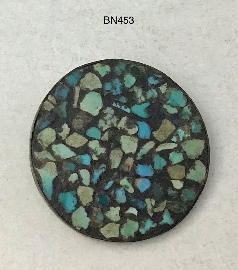 Vintage Turquoise Mosaic Button from India 1 Button image 1