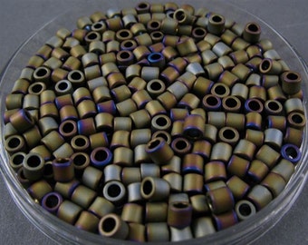 TOHO 3.3mm Cylinder  Beads -  Matte Olive with hints of Purple