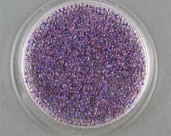 Vintage Italian Micro Seed Beads - Clear/ Purple lined