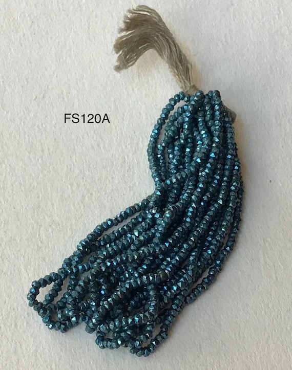ANTIQUE FRENCH STEEL CUT BEADS TINY MICRO METAL SEED BLUE SIZE 16//0