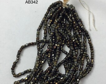 Vintage Czech Cut Glass Beads - Brown Iris - One Mini Hank