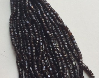 Vintage Czech Cut Glass Beads - Sparkly Dark Brown - 1 hank