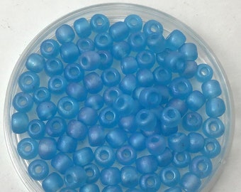 Czech Glass  Beads - Light Blue Matte hint of AB