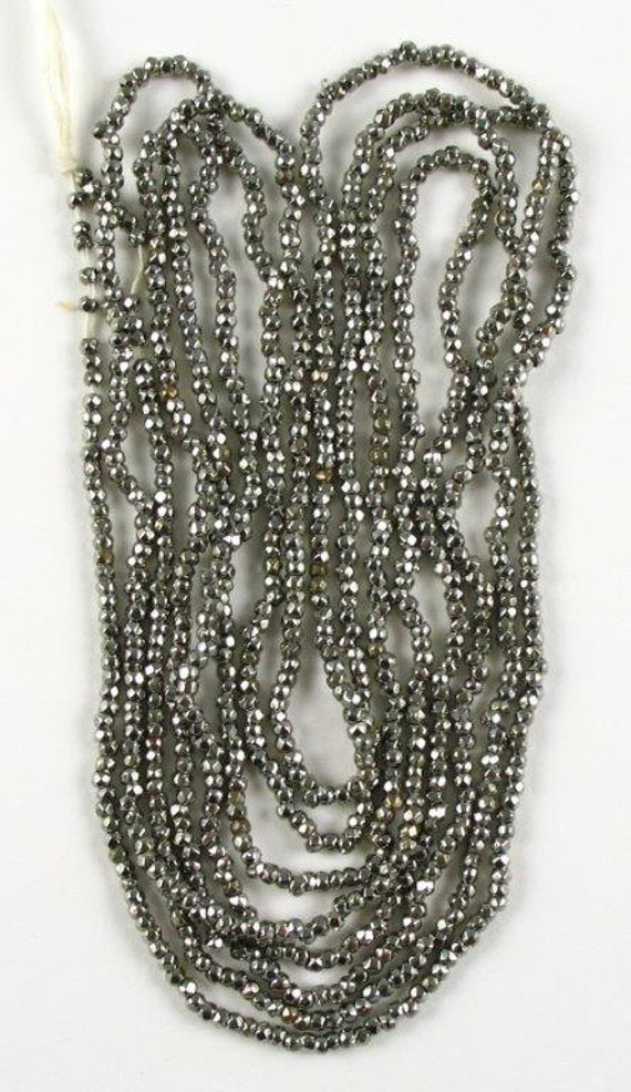 ANTIQUE FRENCH STEEL CUT BEADS TINY MICRO METAL SEED BLUE SIZE 16//0