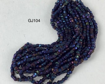Vintage Czech Cut Glass Beads -  Blue Iris - 1  hank
