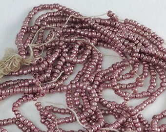 Vintage European Micro Seed Beads -  Metallic Pink