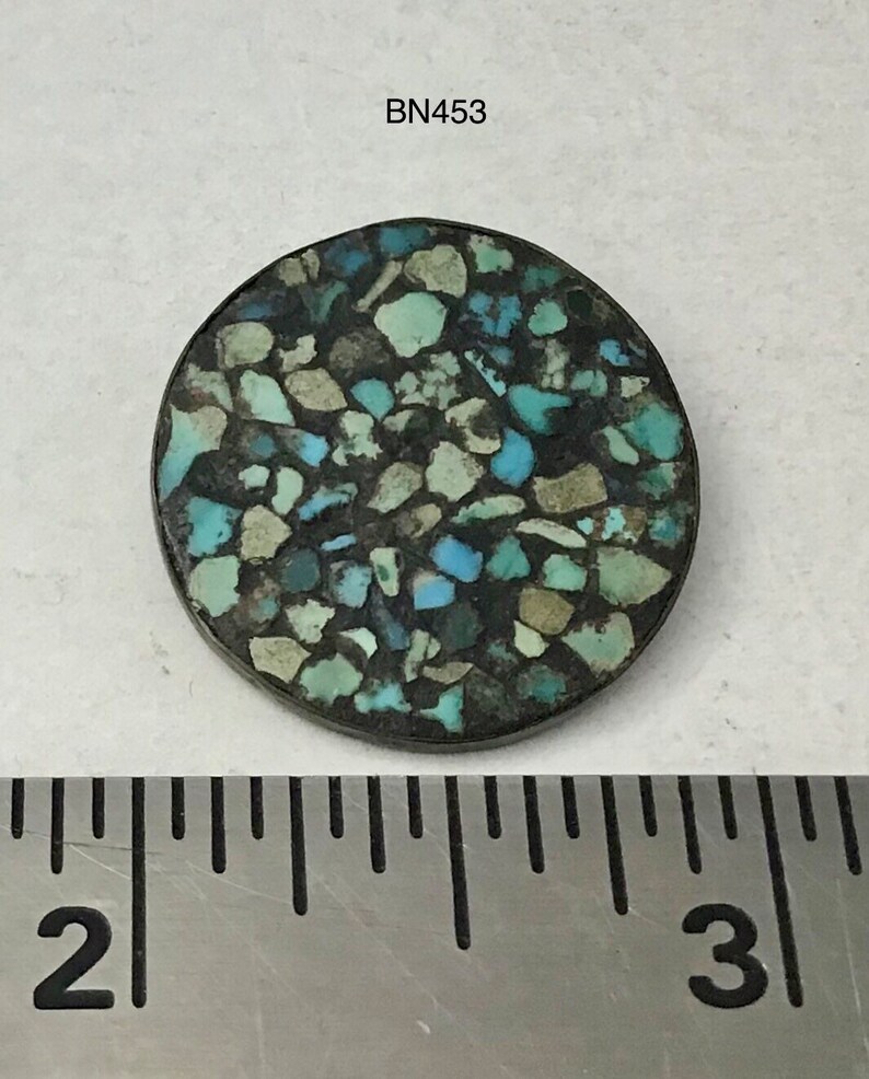 Vintage Turquoise Mosaic Button from India 1 Button image 3