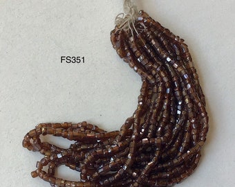 Vintage Czech Cut Glass Beads - Brown - 1 Hank