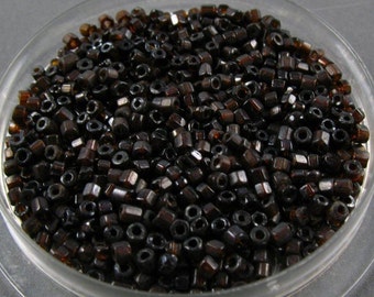 Vintage Cut  Glass Beads - Dark Brown