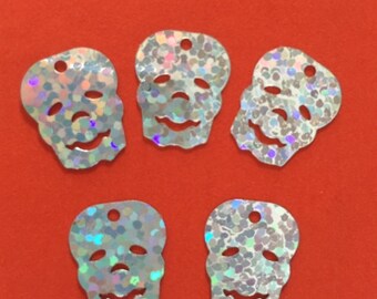 New Sequins - Silver Hologram Skulls - 25 pieces