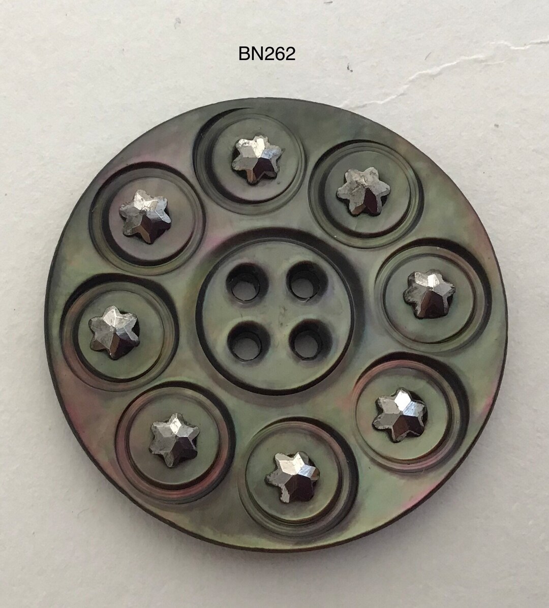 Antique Carved Shell Button With Steels 1 Button - Etsy