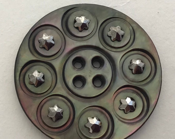Antique Carved Shell Button With Steels 1 Button - Etsy
