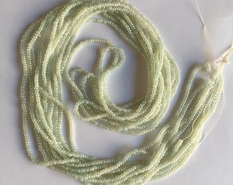 Vintage European Micro Seed Beads -  PALE GREEN  pearl