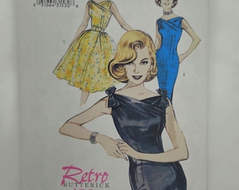 Molde de costura para vestido retrô dos anos 1960: Butterick 6582, tamanho 12-16