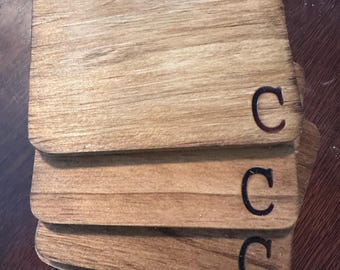Handmade Rustic Wood Coasters: Farmhouse Decor, Set of 4