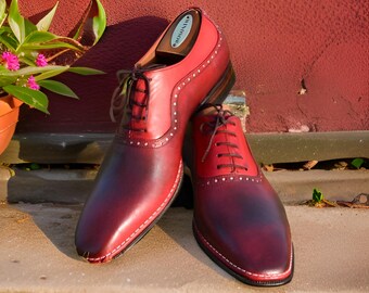 Handmade Red Wing Tip Leather Brogue Tassel Loafers for Men  display picture 2
