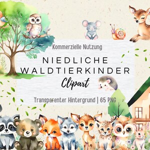 Waldtier Clipart Woodland animals watercolor clipart, forest animals clip art, nursery decor, bear, fox, owl, hedgehog, rabbit, deer cute