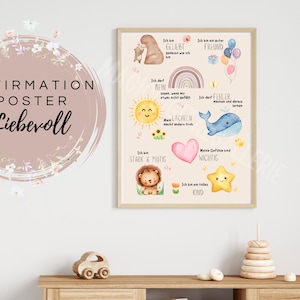 Handgefertigtes Affirmationen Poster – Niedliche Tiere & 5 Größen | Hochwertiges Design