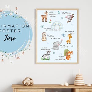 Handgefertigtes Poster mit süßen Tieren und liebevollen Affirmationen - hochwertiges Poster, viele Größen möglich