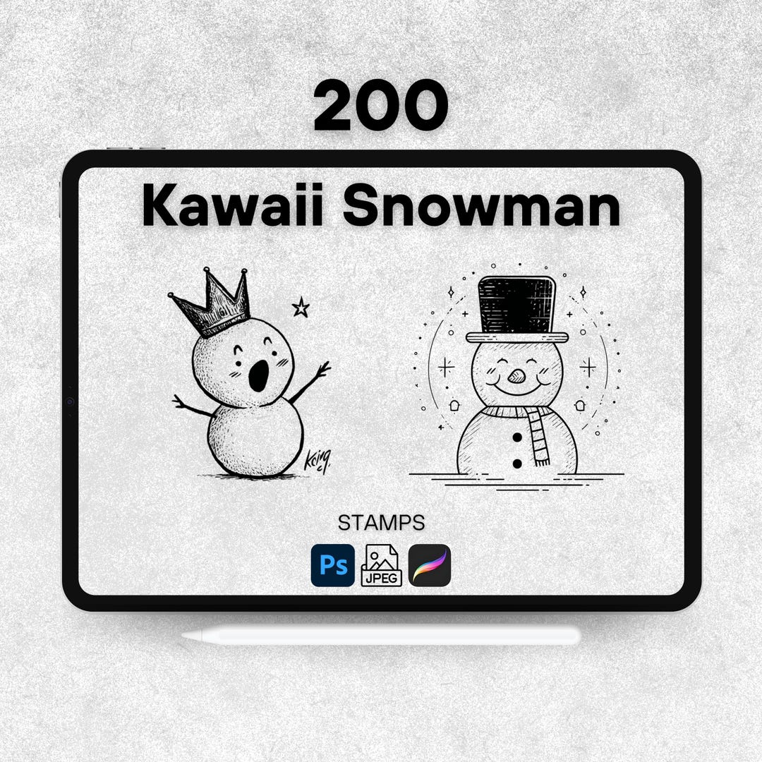 200 Kawaii Snowman Procreate Stamps, Procreate Snowman Brushes ...