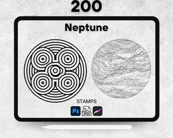 200 Neptune Procreate Stamps, Procreate Planet Brushes, Photoshop Neptune Stamps, Neptune Digital Stamps
