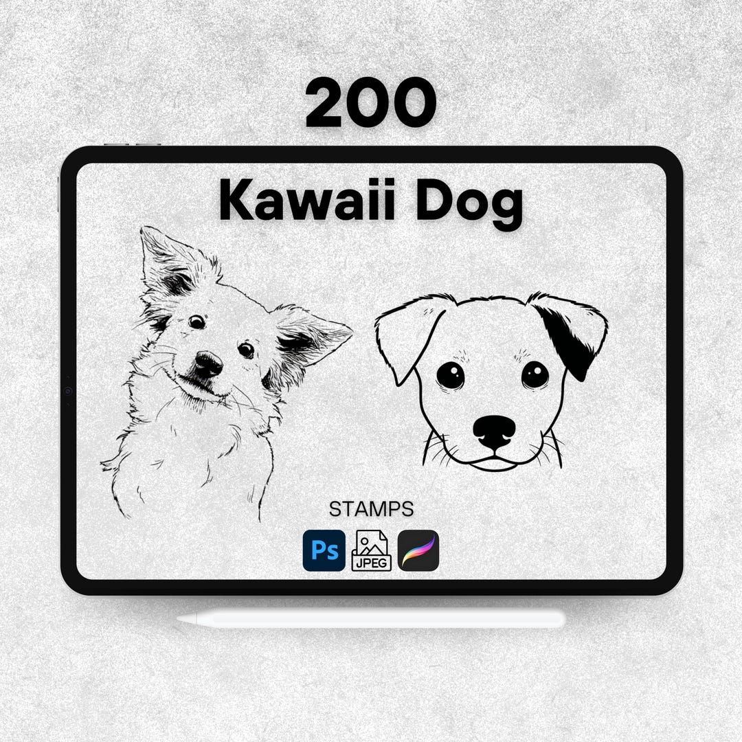 Procreate Lab Dog 200 Kawaii Dog Procreate Stamps, Procreate Dog Brushes, Photoshop Dog ...