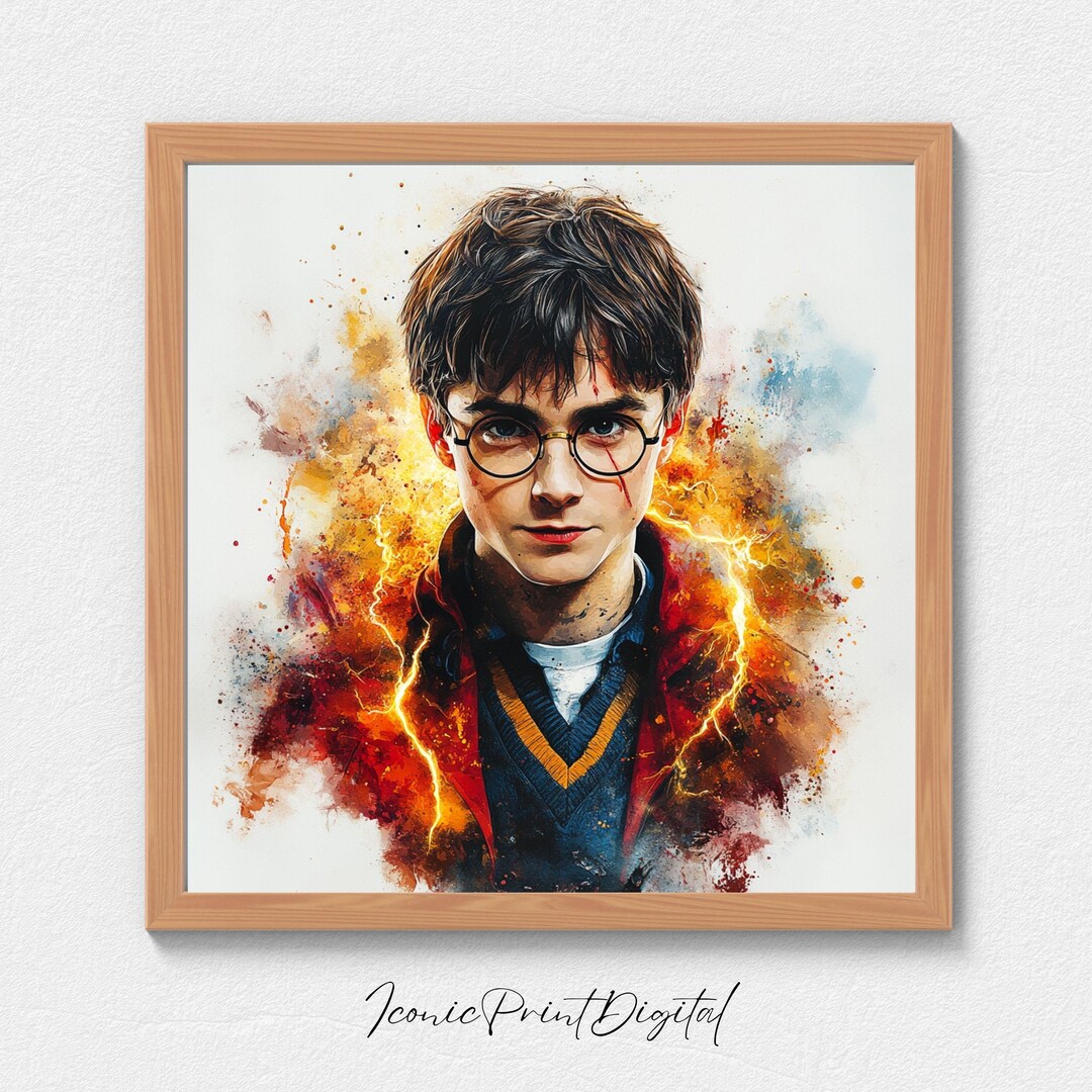 Harry Potter Abstract Watercolor Wall Art, Iconic Harry Character ...