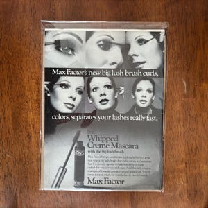 1973 - Publicité pour le maquillage du mascara Max Factor - Objet de collection vintage original