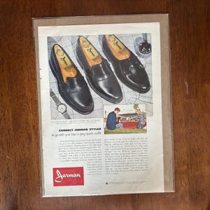1955 - Publicité de chaussures de ville pour hommes Jarman - Original vintage de collection