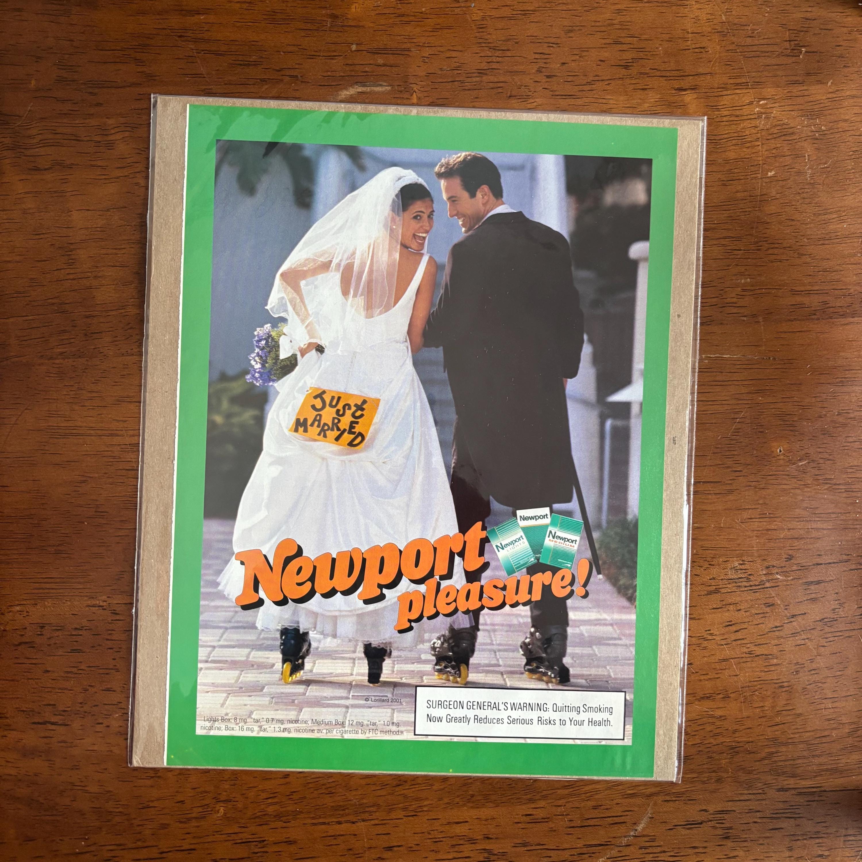 2001 - Newport Cigarette Ad - Just Married - Original Y2k Collectible