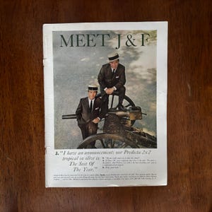 1963 - &quot;J & F&quot; Menswear Ad - 60&#39;s Fashion - Original Vintage Collectible