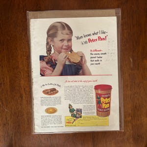 1953 - Publicité pour le beurre de cacahuète Peter Pan - Original vintage de collection