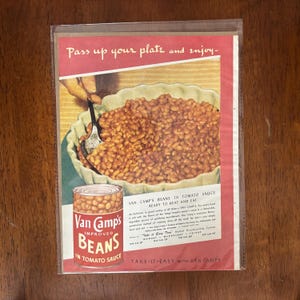 1945 - Van Camp&#39;s Beans Ad - Original Vintage Collectible
