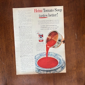 1957 - Heinz Tomato Soup Ad - Original Vintage Collectible
