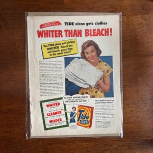 1953 - Publicité pour les détergents Tide - Original vintage de collection
