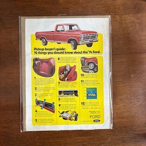 1974 - Ford Pickup Truck Ad - Original Vintage Collectible