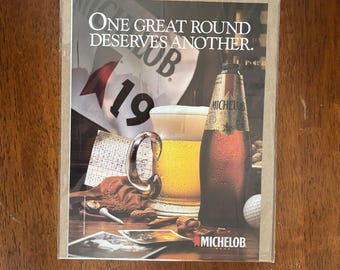 1988 - Michelob Beer Ad - Golf - Origineel vintage verzamelobject