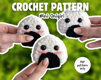 Sushi Crochet Pattern | Mini Onigiri Amigurumi |  Beginner Friendly Crochet Pattern (PDF Download)
