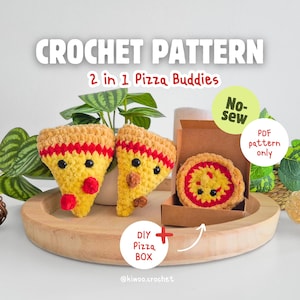 2 in 1 Pizza Buddies | + BONUS DIY Pizza Box |  PDF Crochet Pattern | Beginner Friendly | Food amigurumi | No-sew Pattern | Häkelanleitung