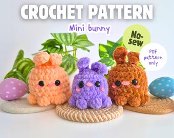 Mini Chubby Bunny Amigurumi | No-Sew |  Beginner Friendly Crochet Pattern (PDF Download)