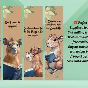 Funny Capybara Printable Bookmark Bundle – Adorable & Quirky Digital Bookmarks – Instant Download and Perfect for Book Lovers!